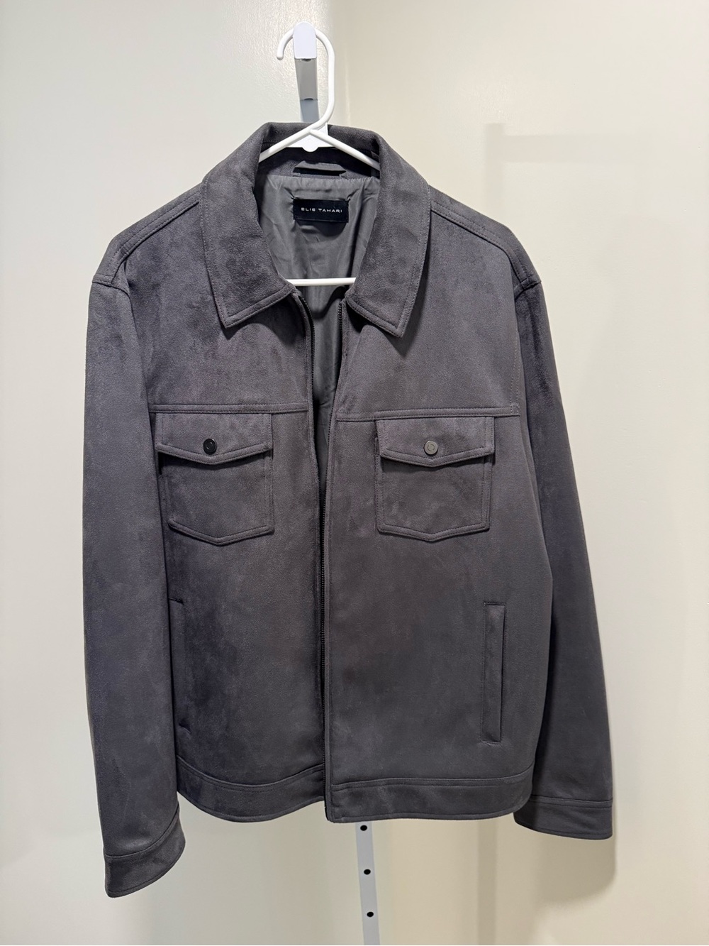 Elie Tahari Men's Suede Jacket - Charcoal